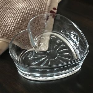 Glass Heart Love Valentines Candy Dish Bowl